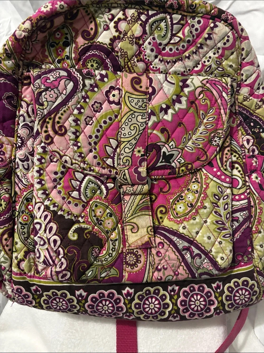 Vera Bradley Quilted Paisley Mini Backpack in Pink and Purple